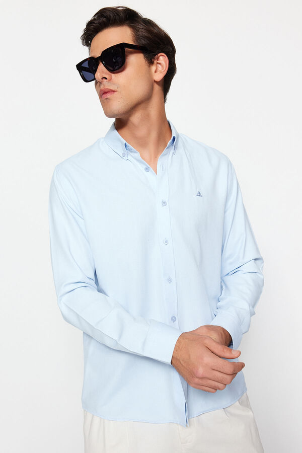 Trendyol Camisa b&aacute;sica regular azul