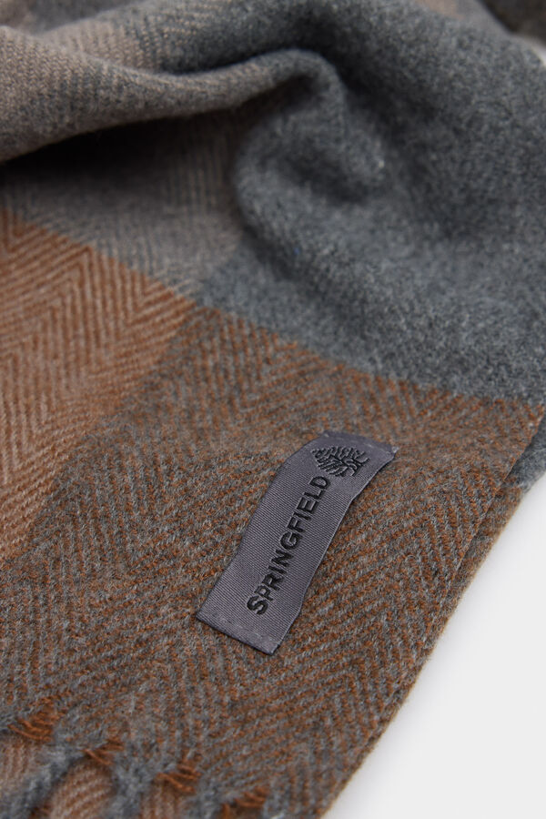 Springfield Len&ccedil;o xadrez marrom e cinza vison