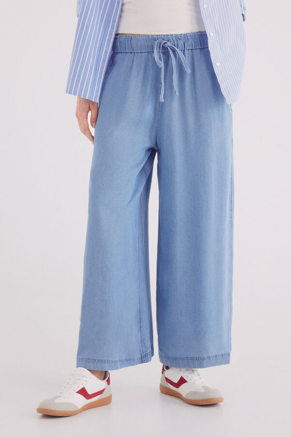 Springfield Pantal&oacute;n culotte tencel azul