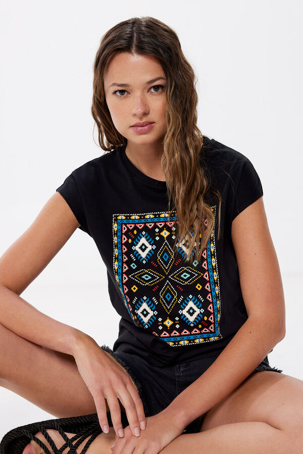 Springfield Camiseta gr&aacute;fica escote espalda amarillo