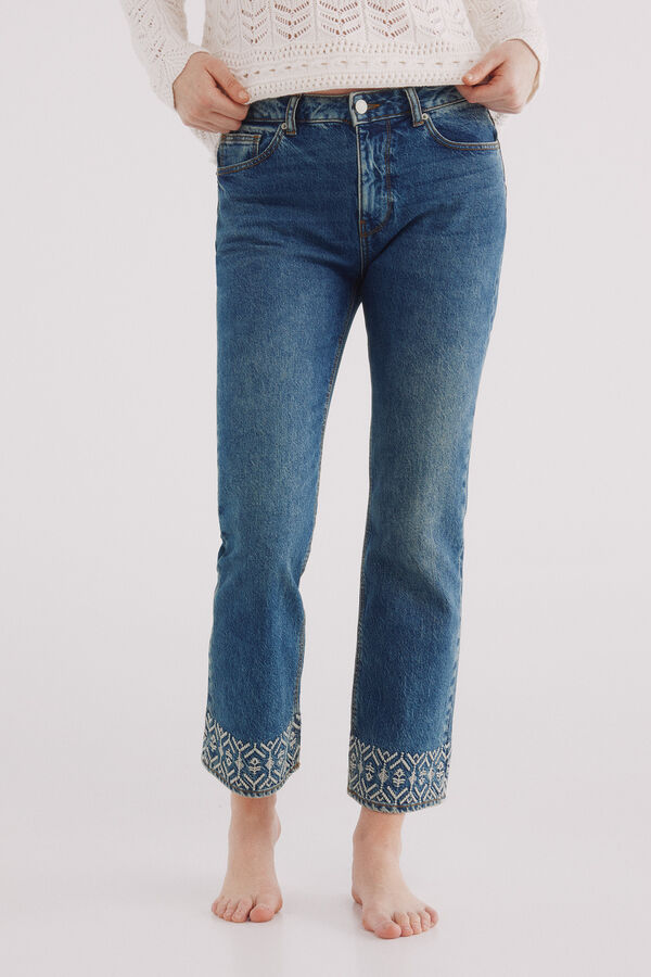 Springfield Jeans bajo bordados azul
