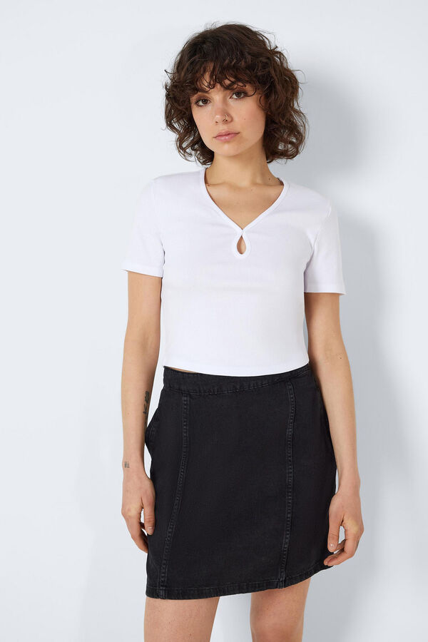 Noisy May T-shirt decote gota branco