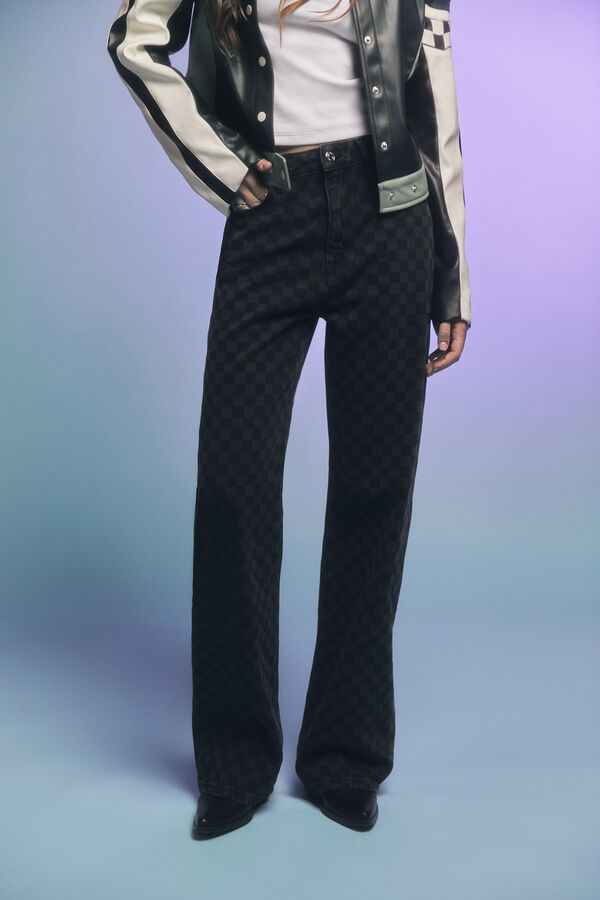 Springfield Jeans xadrez preto preto