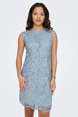 Only Vestido encaje sin manga azul