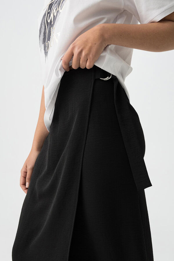 Tiffosi Falda midi de talle alto negro