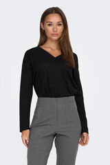 JDY Top de manga larga negro