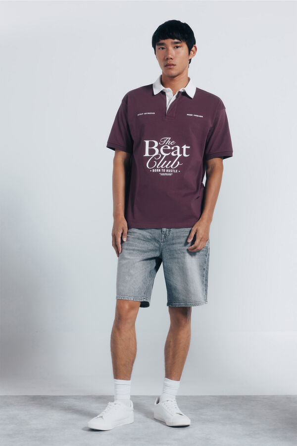 Springfield Polo rugby textos boxy fit burdeos