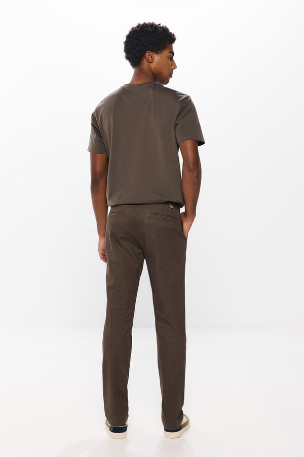 Springfield Cal&ccedil;as chino estampado slim fit castanho