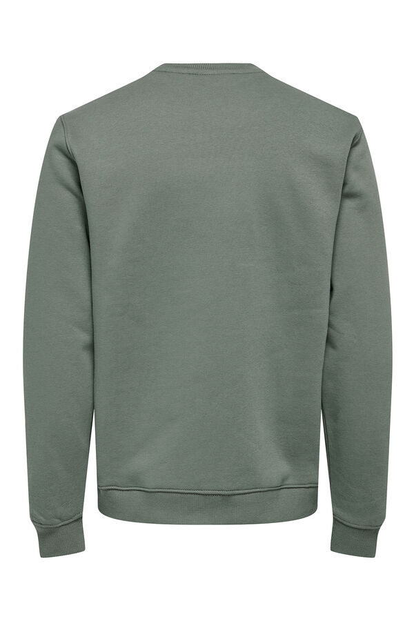 Only & Sons Sudadera de hombre con cuello redondo y detalle frontal gris