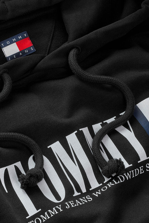 Tommy Jeans Sudadera de hombre con capucha ajustable negro