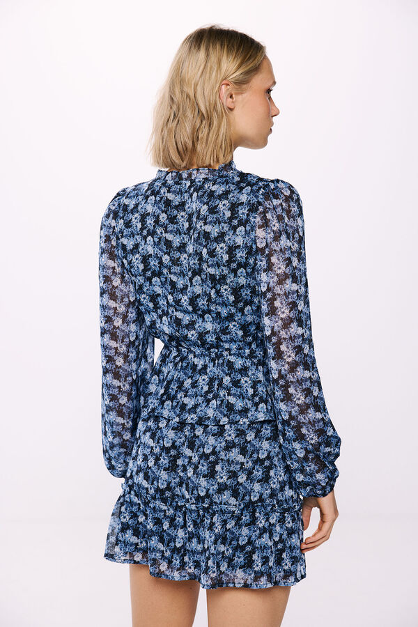 Springfield Blusa de chiffon lurex estampada azul