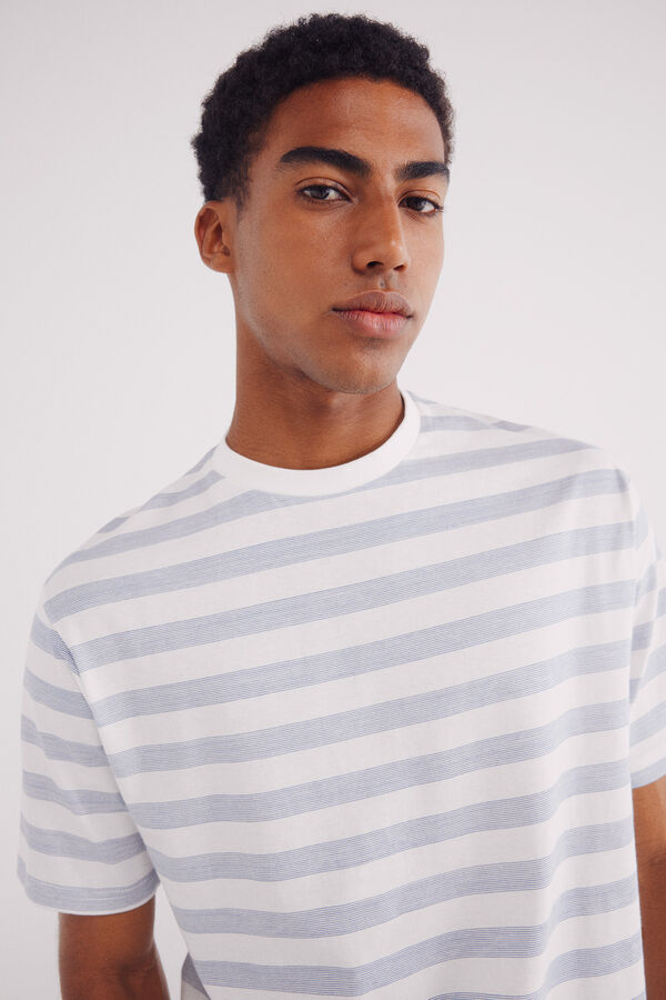 Springfield Camisola microrriscas azul