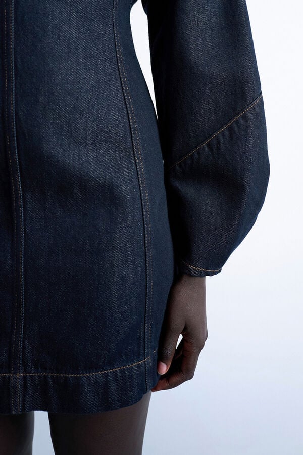 Topshop Vestido denim jeans em algod&atilde;o e liocel azul