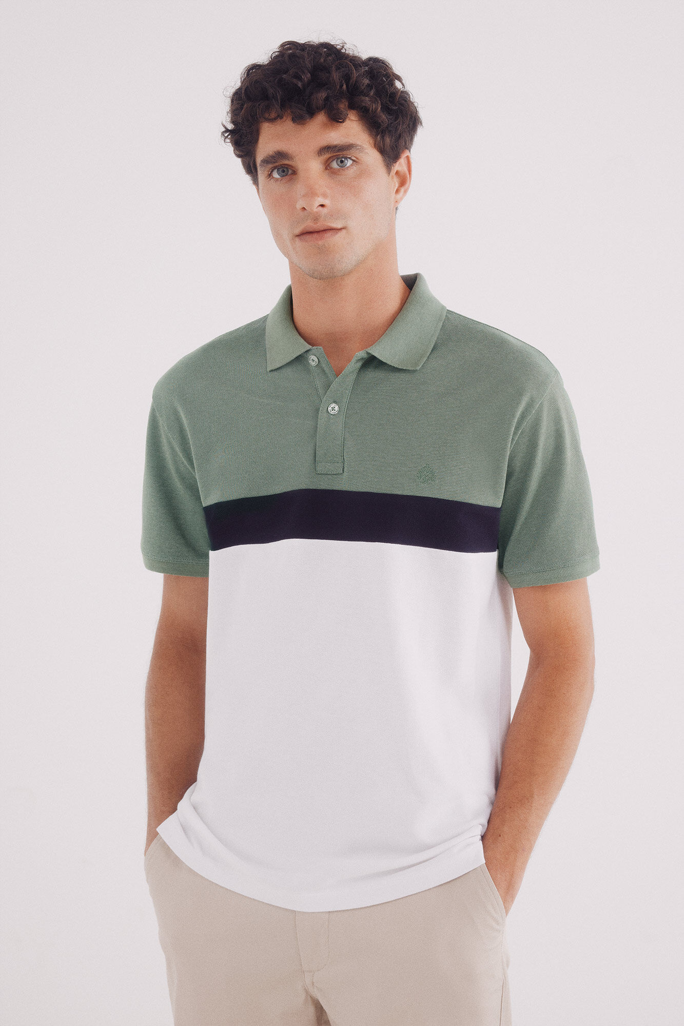 Springfield Polo piqu&eacute; bloques color slim fit