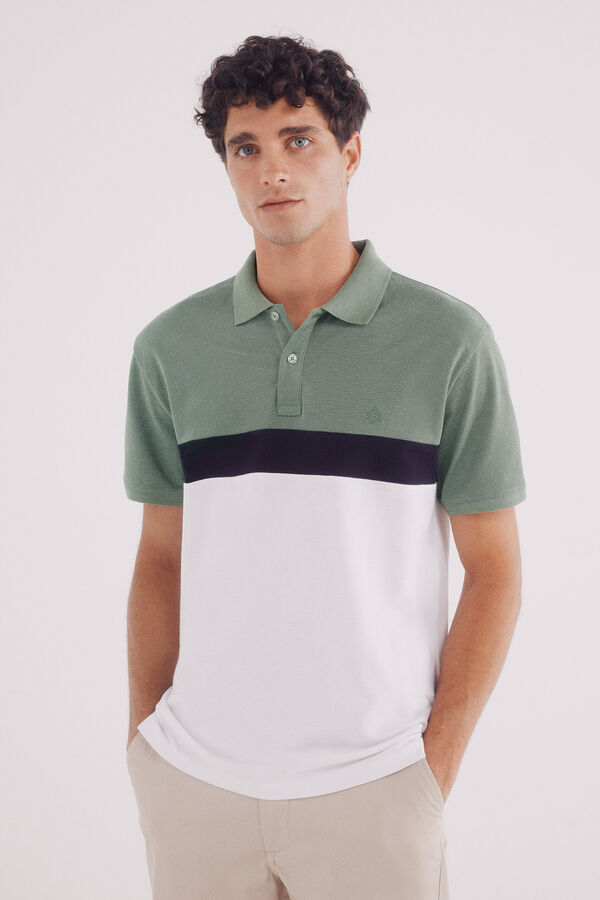 Springfield Polo piqu&eacute; bloques color slim fit verde