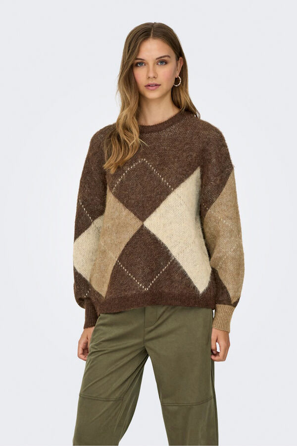 Only Jersey de rombos tostado