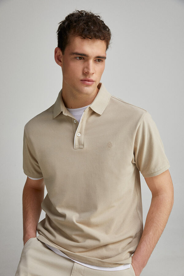 Springfield Polo piqué contrastante com carcela slim fit cru