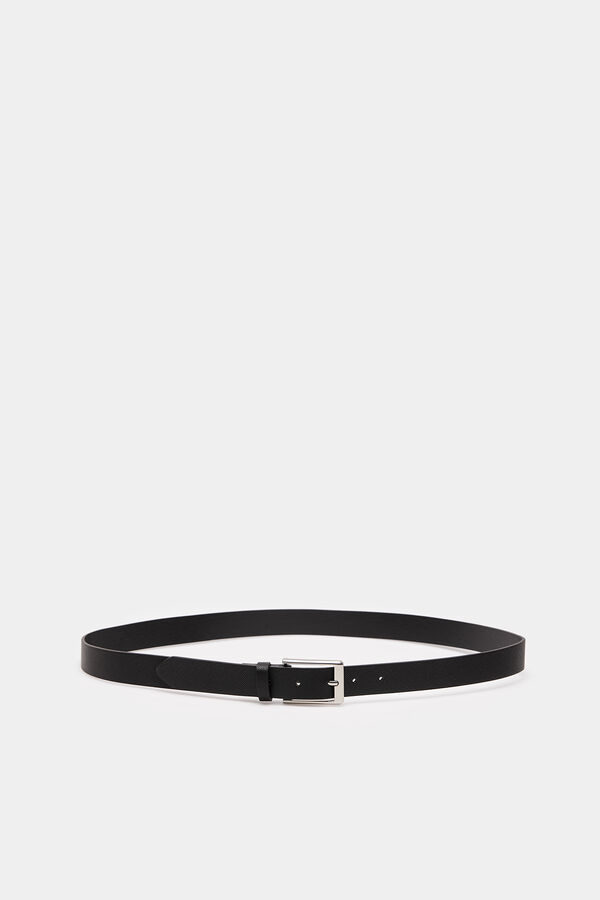 Springfield Cinto efeito pele gravado saffiano preto