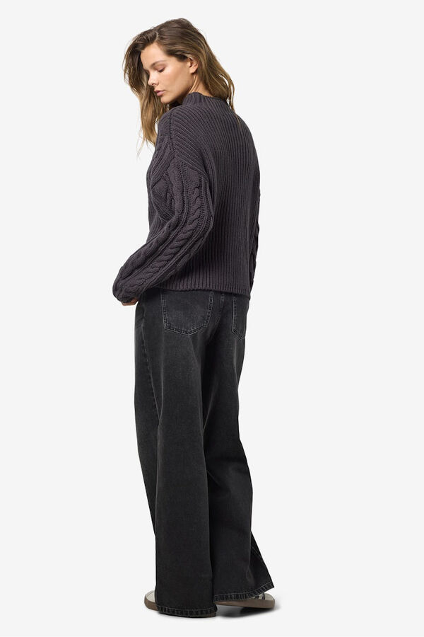 Noisy May Su&eacute;ter Perkins com mangas tran&ccedil;adas cinzento