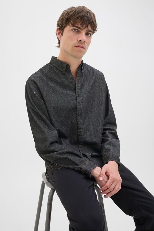 JJ REBEL Camisa regular fit denim negro