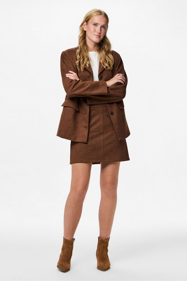 Pieces Saia curta camur&ccedil;a castanho