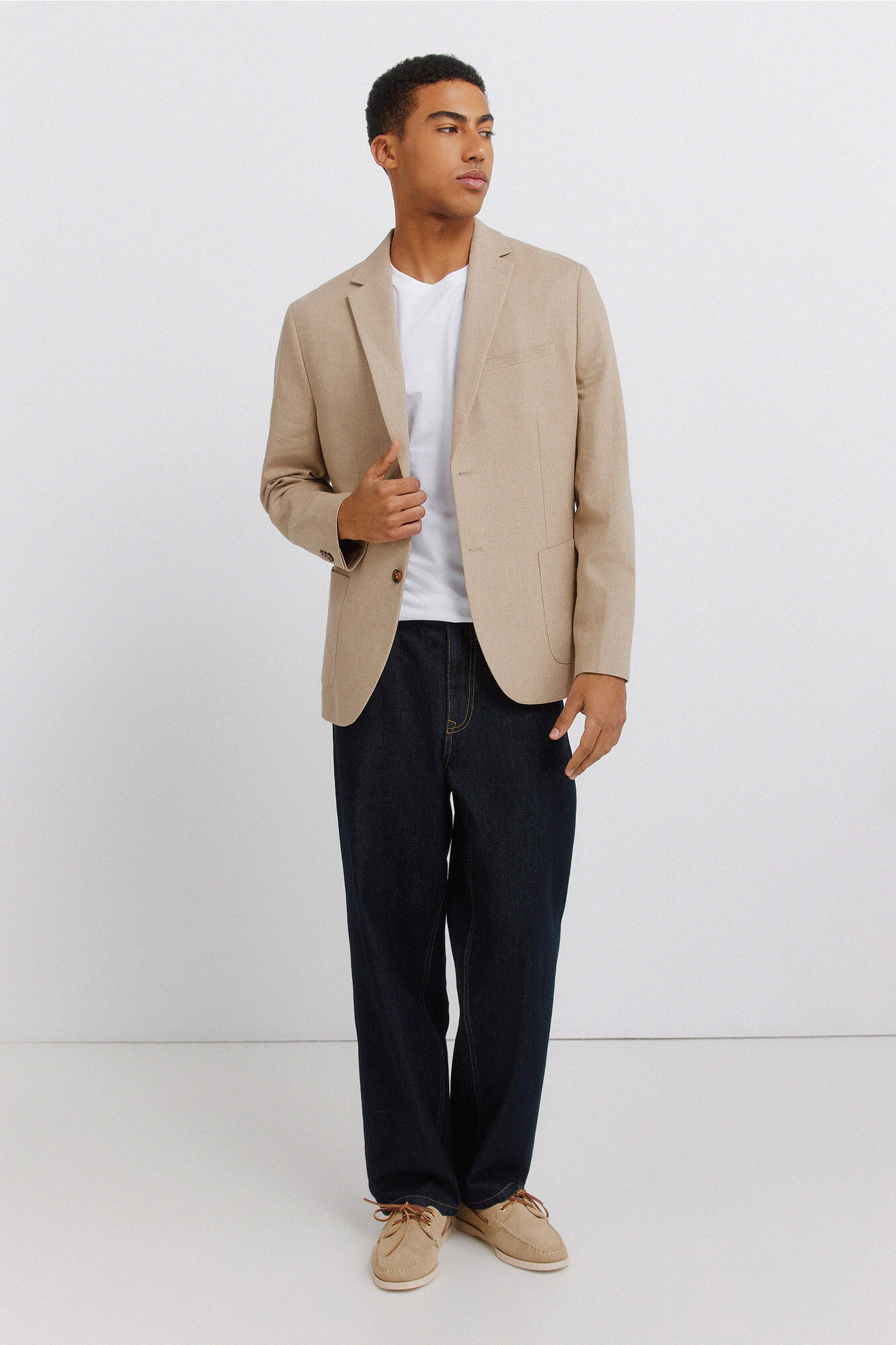 Springfield Blazer em linho e algod&atilde;o