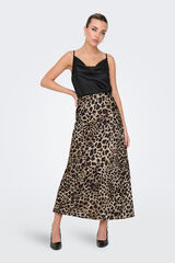 Only Falda larga satinada marr&oacute;n