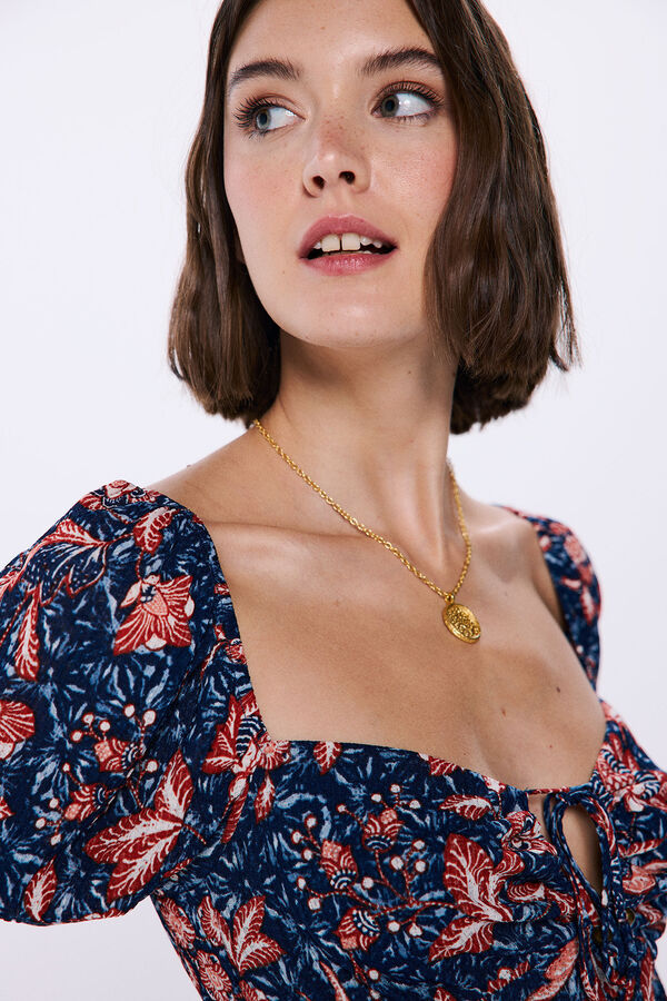 Springfield Vestido midi estampado picos azul