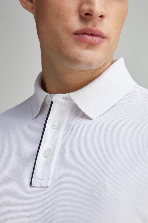 Springfield Polo piqué contrastante com carcela slim fit branco