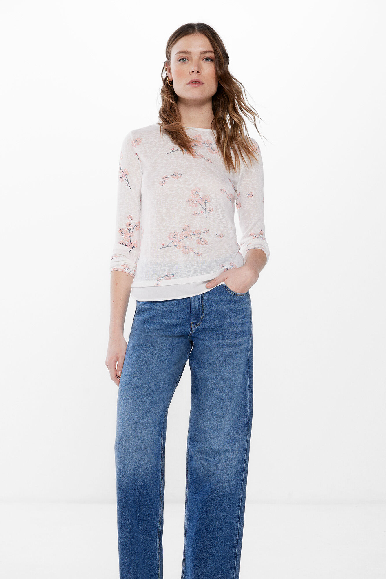 Springfield Camiseta Bimateria Estampada