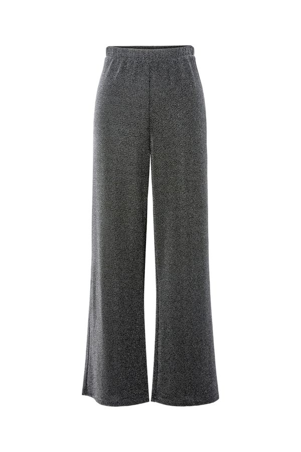 Pieces Pantal&oacute;n wide lurex gris