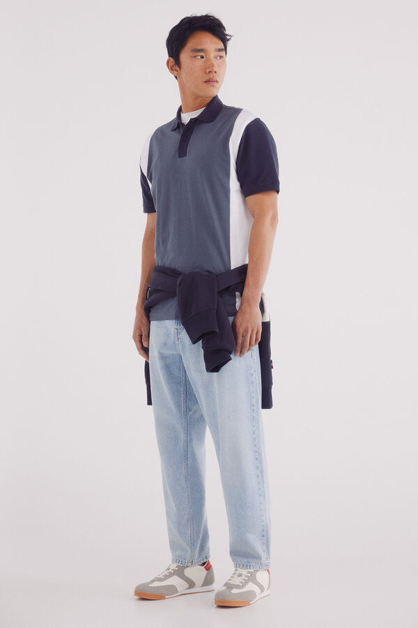 Springfield Polo piqué riscas vertical regular fit azul