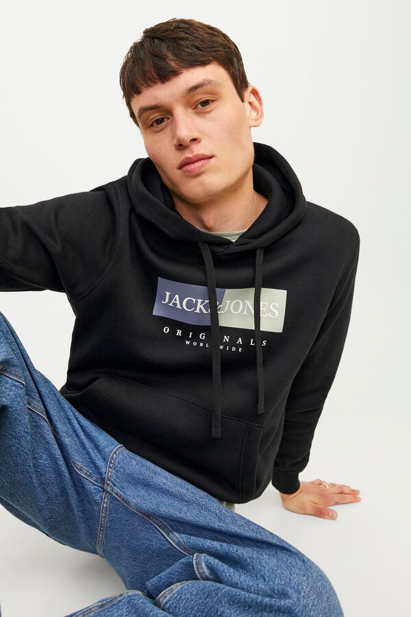 Jack & Jones Moletom com logo e Sweatshirt regular preto