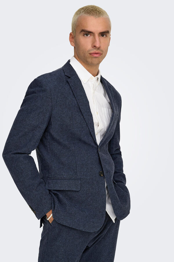 Only & Sons Blazer de lino azul