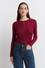 Springfield Camiseta canal&eacute; cuello botones marr&oacute;n