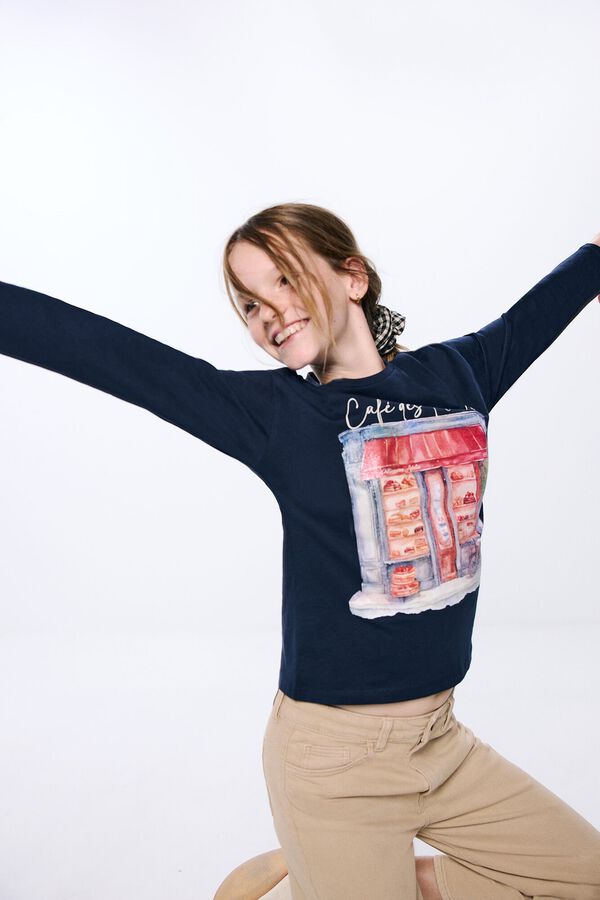 Springfield Kids Camiseta feminina Caf&eacute; Paris azul