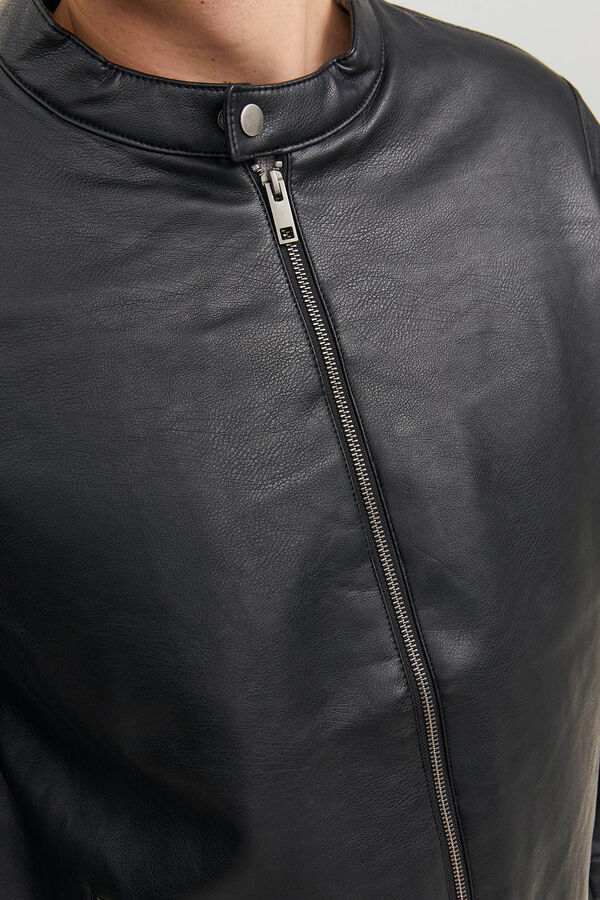 Jack & Jones PLUS Casaco biker efeito pele PLUS preto