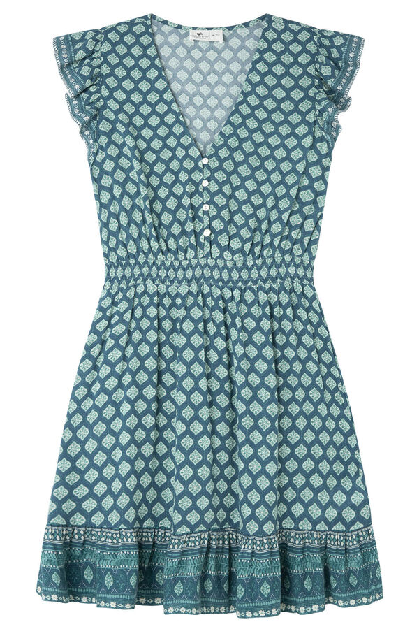 La Vecina Rubia Vestido curto estampado azul