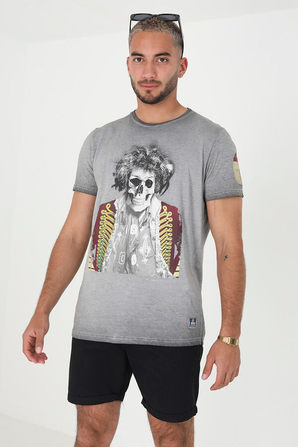 Springfield Camiseta calavera manga corta gris oscuro