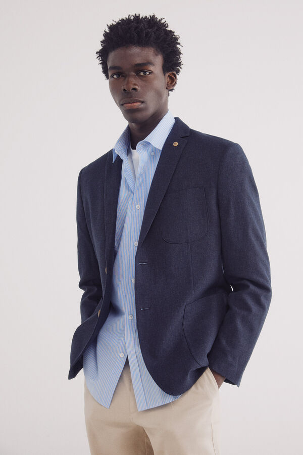 Springfield Blazer linho- linho azul