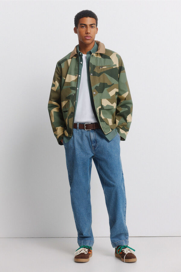 Springfield Parka camuflaje cuello contraste kaki