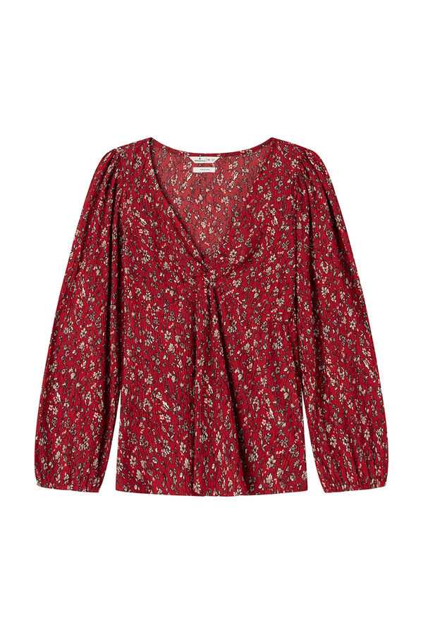 Springfield Blusa plisada escote nudo rojo