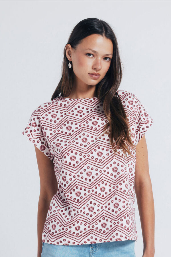 Springfield Camiseta botones hombro estampada blanco