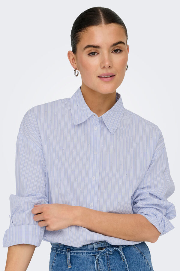 Only Camisa de rayas con strass blanco