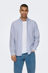 Only & Sons Camisa de manga comprida Oxford &agrave;s riscas azul