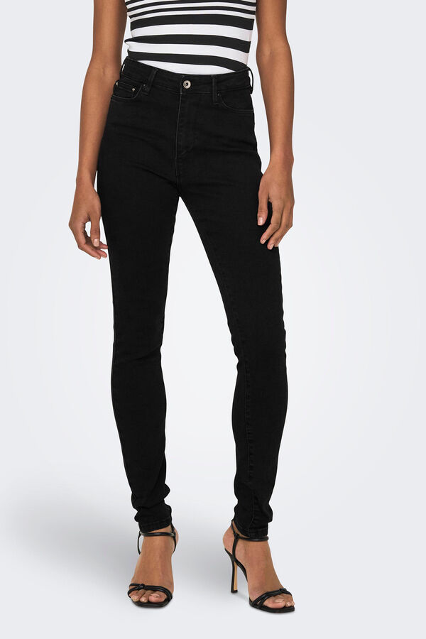 Only Jeans cigarro cintura alta preto