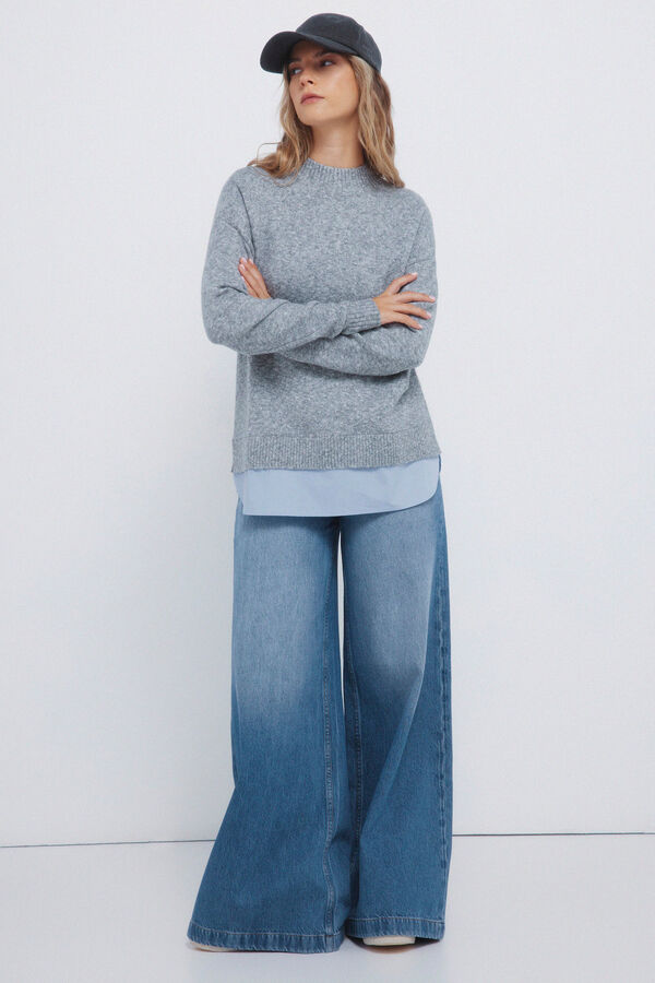 Springfield Camisola Perkins com gola combinada cinzento