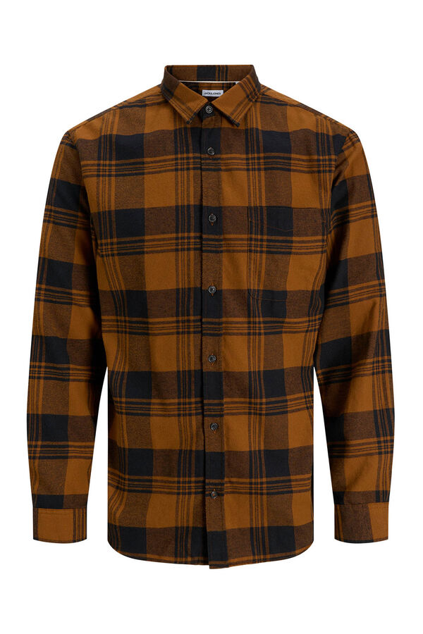Jack & Jones Camisa regular fit cuadros marr&oacute;n