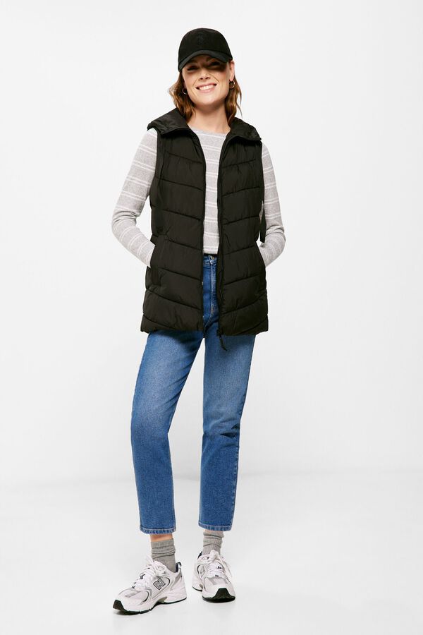 Springfield Colete Acolchoado Comprido Poli&eacute;ster Reciclado preto