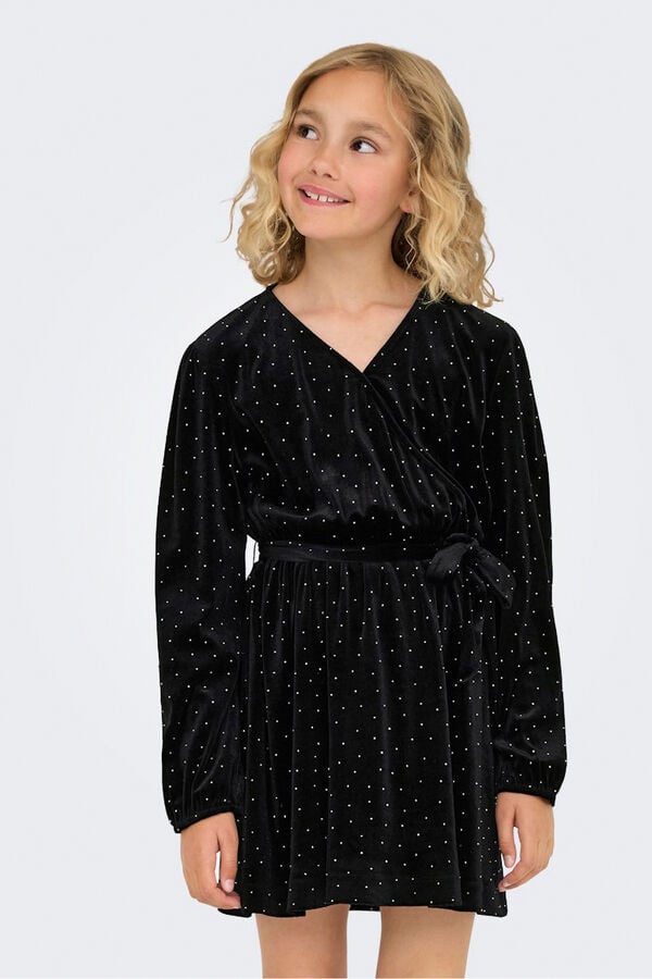 Only Girls Vestido curto com brilhantes preto
